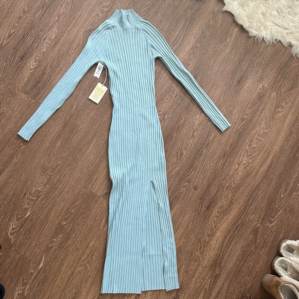 Wilfred bodycon maxi dress with slit in front